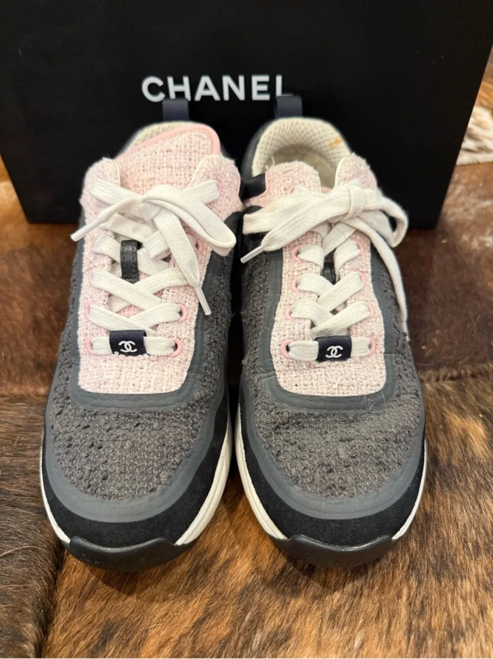 CHANEL suede includes leather